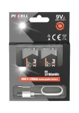 Set 2 baterii PKCELL Reincarcabile 9V Li-Ion 3700 mWh + cablu USB-C incarcare (492)