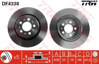 Disc frana VOLVO XC90 I (2002 - 2016) TRW DF4338 foto