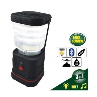 Lampa 3 in 1 cu led si boxa cu bluetooth, JBM 53199, Bt, USB, rezistenta la apa, 15 leduri, incarcare telefon