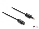 Cablu audio optic mini Toslink 3.5 mm la Toslink 2m Negru, Delock 90920