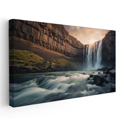 Tablou peisaj cascada apus Tablou canvas pe panza CU RAMA 60x120 cm foto
