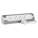 Prelungitor Legrand 694502, 3 prize + 1 USB-A + 1 USB-C, 1 m, 3680 W, 3 x 1.5 mmp, contact de protectie, aluminiu