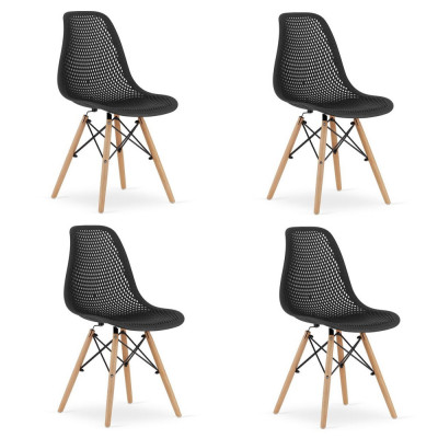 Set 4 scaune bucatarie/living, Artool, Maro, PP, lemn, negru, 44.5x51x82.5 cm foto