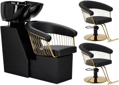 Set Profesional Scafă Zoe și 2 Scaune Coafură Hidraulice Rotative Calissimo, Bol Ceramic și Accesorii Inclusiv foto