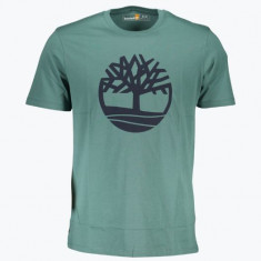 Tricou barbati din bumbac organic cu imprimeu cu logo si croiala Regular fit, Verde deschis