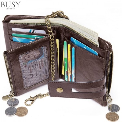 Portofel barbati, BUSY LDY&amp;amp;GTM&amp;reg; Oscar, piele naturala, antiscanare RFID, multiple compartimente, sloturi memory card, carte de identitate, dark coffee foto