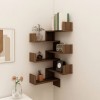 Raft de colt perete Gossi, 2 buc, stejar maro, 40x40x50 cm, lemn compozit, montare suspendata, design economisire spatiu