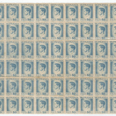 |Romania, LP 188/1945, Uzuale - Mihai I, hartie gri, bloc de 54 timbre, MNH