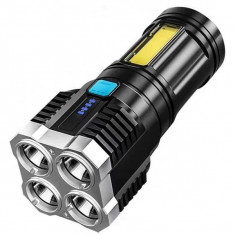 Lanterna de mana reincarcabila L-S03 QUAKE-COB, 1 Led lateral + 4 LED-uri Frontale