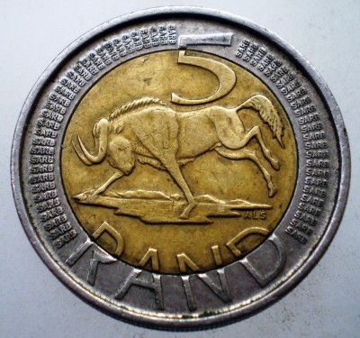 7.010 AFRICA DE SUD 5 RAND 2016 BIMETAL foto