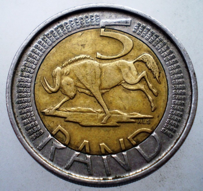 7.010 AFRICA DE SUD 5 RAND 2016 BIMETAL