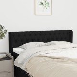 Tăblie de pat cu aripioare negru 163x16x78/88 cm textil