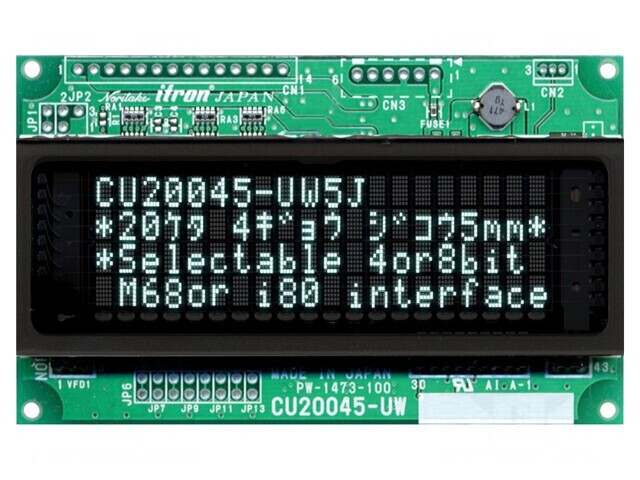 Afișaj VFD Alfanumeric 20x4 4.7mm 350cd/m2