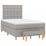 VidaXL Pat box spring cu saltea, gri deschis, 120x190 cm, textil 3270432