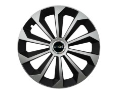 Set 4 capace roti Fame Gri-Negru cu inel R15, pentru gama auto Smart