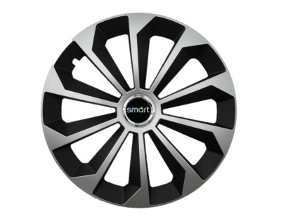 Set 4 capace roti Fame Gri-Negru cu inel R14, pentru gama auto Smart foto