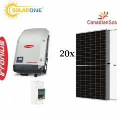 Kit sistem fotovoltaic 8.2 kW monofazat, invertor Fronius si 20 panouri Canadian Solar 410W