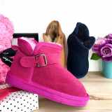 Cizme imblanite roz cu catarama tip ugg pt fete 28 29 30 31 32 cod 0919