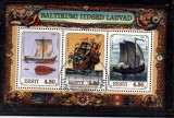 Colita 3 Timbre Estonia 1997 Corăbii Vechi din Marea Baltică Nave Istorice Ștampilat - A688