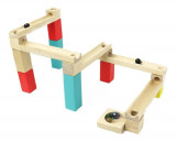 Traseu puzzle din lemn pentru copii, include 6 bile si 22 piese din lemn