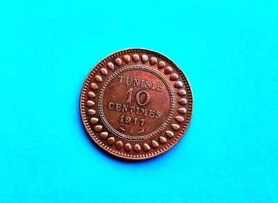 10 Centimes 1917 Tunisia-RAR foto
