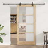 Ușa Glisantă vidaXL cu Set de Accesorii 93x202 cm Lemn Masiv de Pin, Ușa Interioară vidaXL cu Geam &#039;ORKDAL&#039;93x202x4 cm Lemn Masiv de Pin