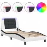 Cumpara ieftin Cadru de pat cu LED fara saltea Zadar alb/negru 100x200 cm