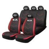 Set Huse Scaune Universale HLX6 Compatibile cu Kia &ndash; Negru/Rosu