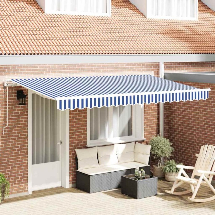 Cortina Retractabilă Albastru, Alb 350 x 200 cm