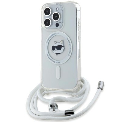 Husa MagSafe pentru Apple iPhone 14 Pro Max, Karl Lagerfeld, IML Crossbody Choupette&amp;#039;s Head with Strap, Transparenta foto