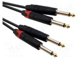 Cablu Jack 6,3mm mono, 1,5m, negru, ecranat, REDS MUSIC