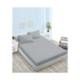 Cumpara ieftin Husa de Pat + 2 Fete de Perna Bumbac Damasc, Gri Deschis - XIA186