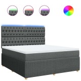 Cumpara ieftin Pat box spring cu saltea, gri inchis, 180x200 cm, textil