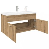 vidaXL Dulap pentru chiuvetă cu chiuvetă &icirc;ncorporată Artisan Stejar