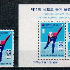 Korea Sud 1972 - Jocurile Olmpice de iarna, serie+colita neuzata
