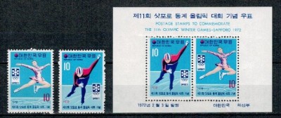 Korea Sud 1972 - Jocurile Olmpice de iarna, sport, serie si colita neuzata foto