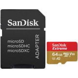 Card de memorie SanDisk Extreme microSDXC, 64GB + SD Adaptor pana la 170MB/s &amp; 80MB/s