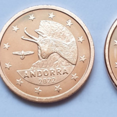 Set 3 monede 1, 2, 5 euro cent 2022 Andorra, unc, km#520-522