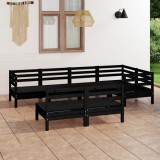 vidaXL Set mobilier de grădină, 7 piese, negru, lemn masiv de pin 3082751