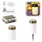Candela pentru mormant si rugaciuni, lampa incarcare solara, efect flacara, 7.2x7.2x12.2 cm, alb cald, JollyMag, SOL4781