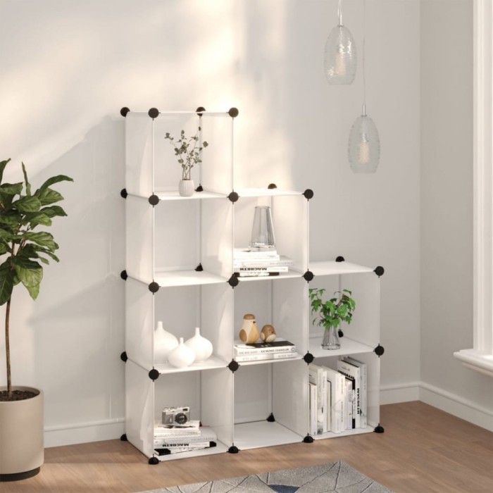 Organizator cub de depozitare, 9 cuburi, transparent, PP