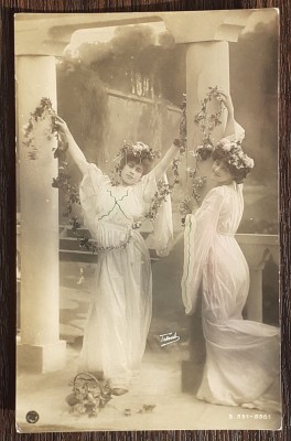 (249) CARTE POSTALA AUSTROUNGARIA - TEMATICA - FETE CU FLORI DANSAND foto