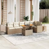 vidaXL Set canapele de grădină, 7 piese, cu perne, bej, poliratan 3271324
