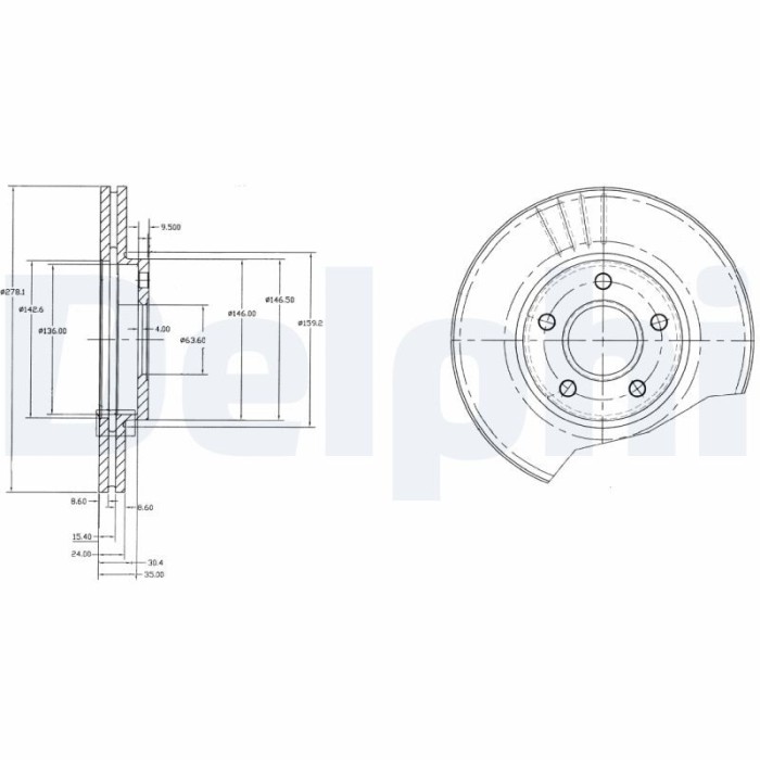 DELPHI BG3826 Disc frana