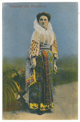5377 - ETHNIC, woman, Romania - old postcard, CENSOR - used - 1918 foto
