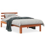 vidaXL Cadru de pat cu tăblie, maro ceruit, 90x200 cm, lemn masiv pin