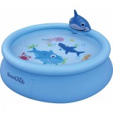 Cumpara ieftin Piscină gonflabilă 3D Shark cu pulverizator 190 x 47 cm