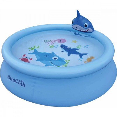 Piscină gonflabilă 3D Shark cu pulverizator 190 x 47 cm foto