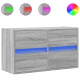 Cumpara ieftin Comoda TV de perete cu lumini LED, gri sonoma, 80x31x45 cm