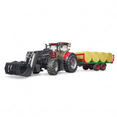 Bruder - Tractor Case Ih Optum 300 Cvx Cu Incarcator Frontal Si Remorca Transport Cu 8 Baloti